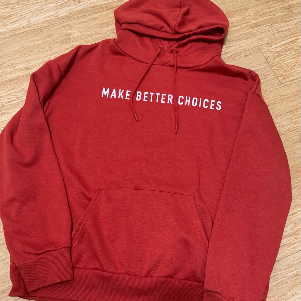 Hoodie Red Oversized Graphic “Make Better Choices”